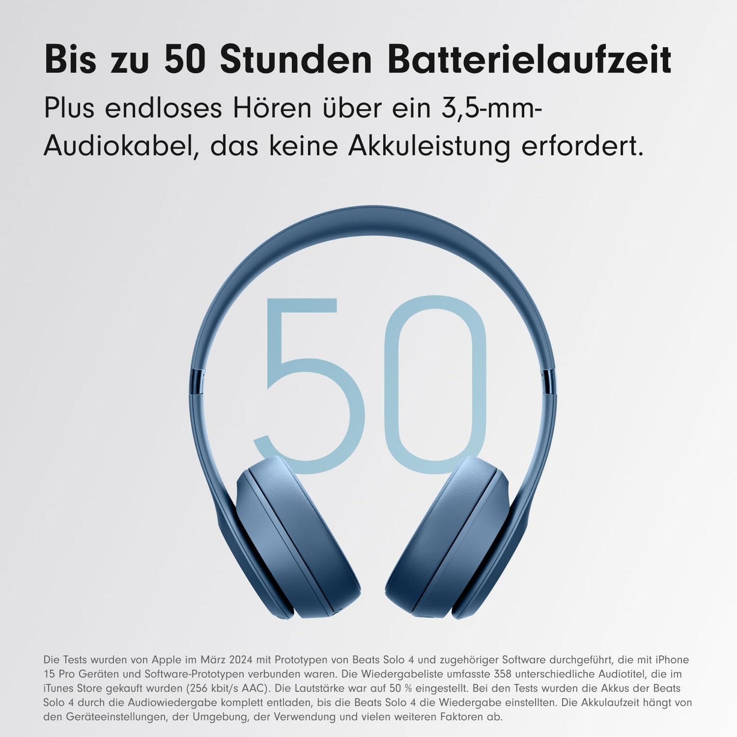 Beats Solo 4 - Kabelloser Bluetooth On-Ear Kopfhörer, Apple & Android kompatibel, Bis zu 50 Stunden Akkulaufzeit - Schieferblau