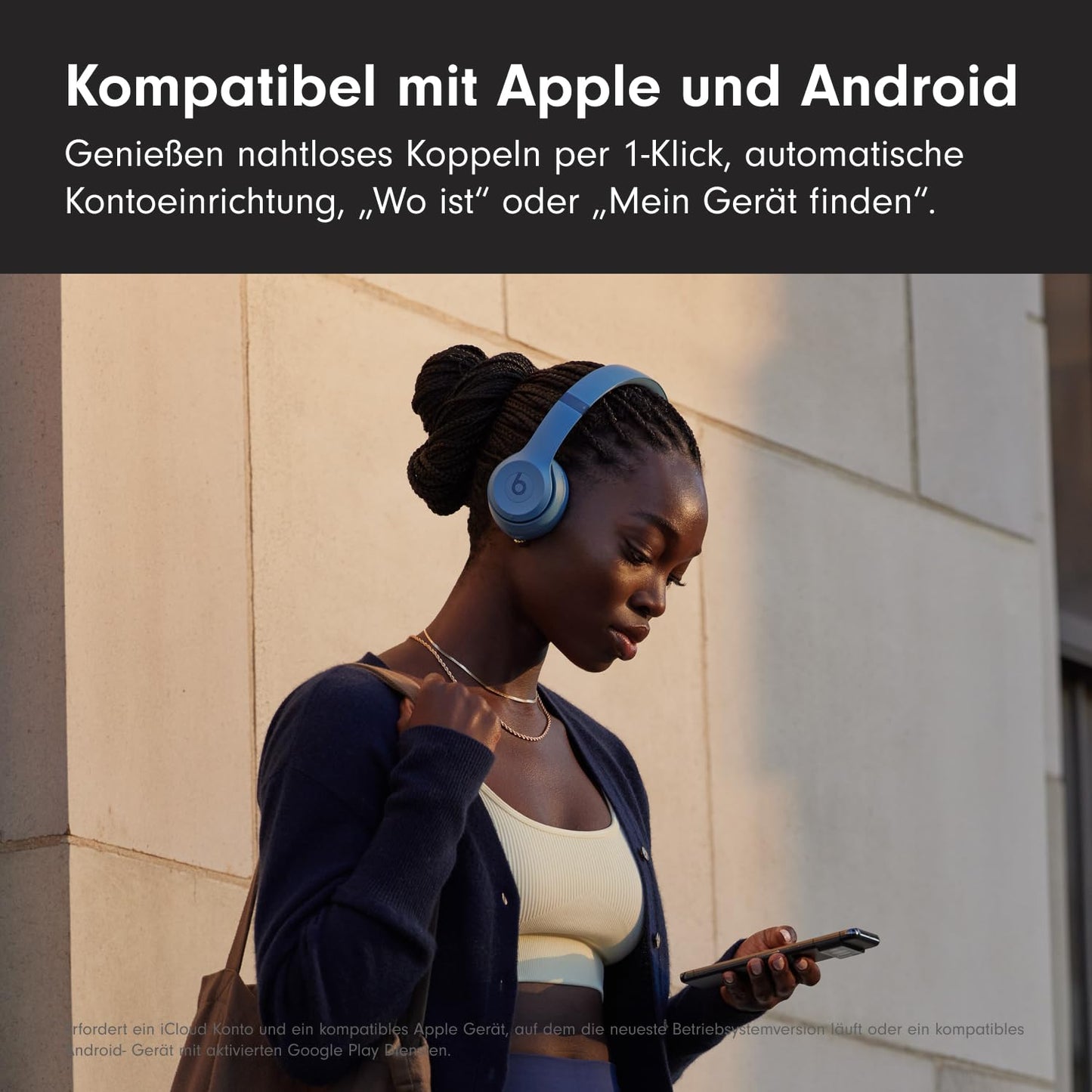 Beats Solo 4 - Kabelloser Bluetooth On-Ear Kopfhörer, Apple & Android kompatibel, Bis zu 50 Stunden Akkulaufzeit - Schieferblau